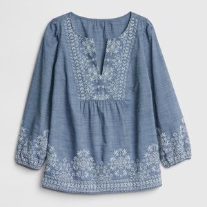 GAP Embroidered Bib-Front Blouse